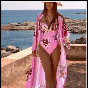 Floral swimsuit with coverup kimono multiple colors limited quantity remaining